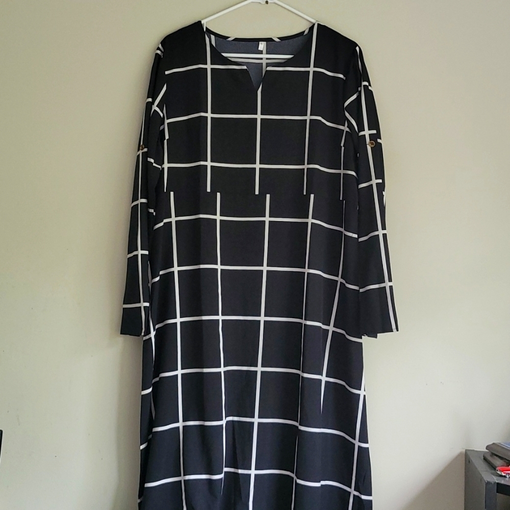 Black and white striped dress